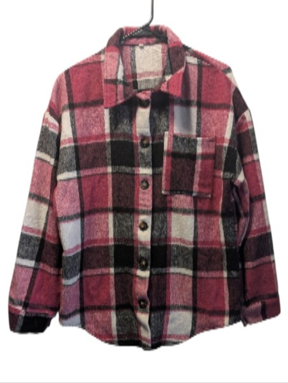 Plaid Button-Up Shacket - Picture 2 of 4